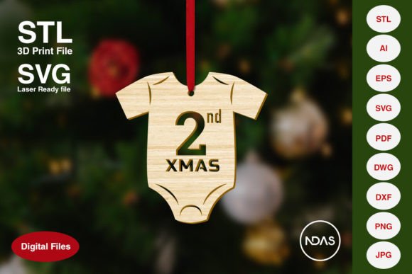 2nd Xmas Baby Romper Christmas Ornament: A Festive Design Asset