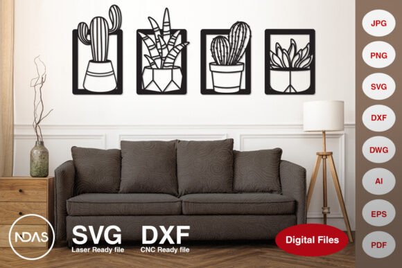 Cactus Plant Laser Cut Cnc Svg Dxf Pdf