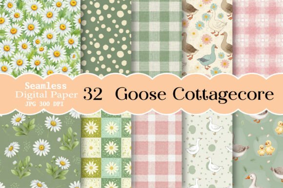 Charming Goose Cottagecore Seamless Pattern for Projects