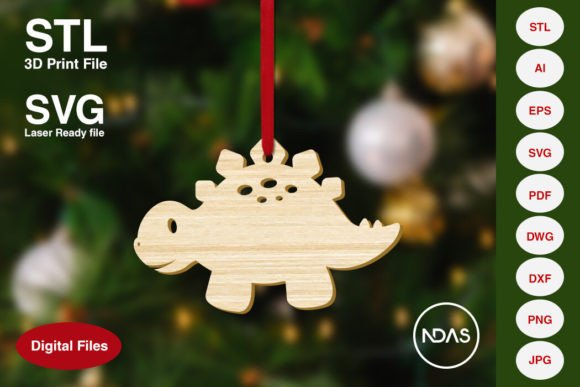 Cute Stegosaurus Christmas Ornament Design Files