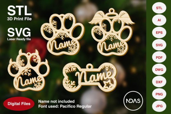 Dog Paw & Bone Christmas Ornament Pack for Festive Crafts