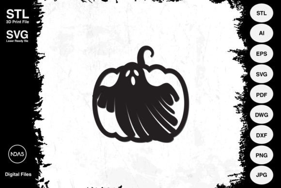 Ghost on Pumpkin Halloween Decoration: Laser Cut & 3D Print File