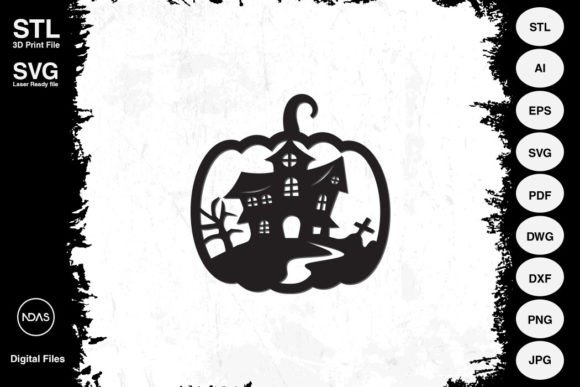 Haunted House on Pumpkin Halloween Decor