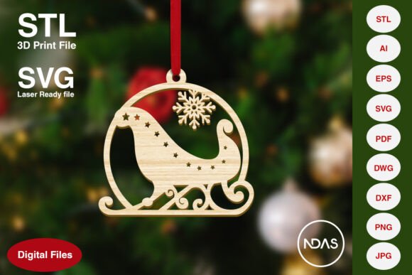 Magical Sleigh Christmas Decoration Ornament for Your Holiday Crafts