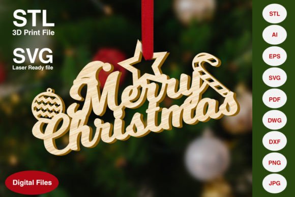 Merry Christmas Text Decoration Ornament
