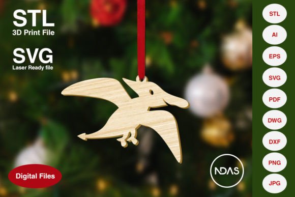 Pteranodon Baby Dinosaur Christmas Decor: A Creative Design Asset