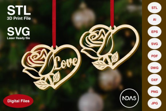 Rose Love Text on Heart for Valentine