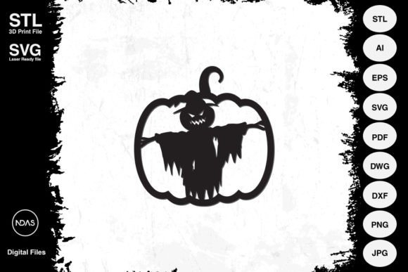 Scarecrow on Pumpkin Halloween Decor: A Unique Design Asset