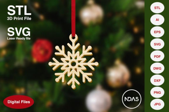 Snowflake Christmas Tree Decoration 4: Elegant 3D & Laser Cut Ornament