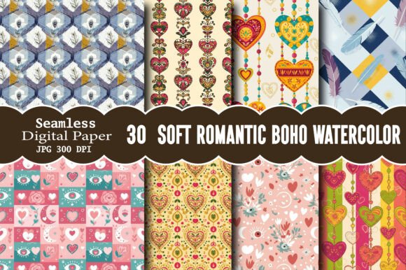 Soft Romantic Boho Watercolor Seamless