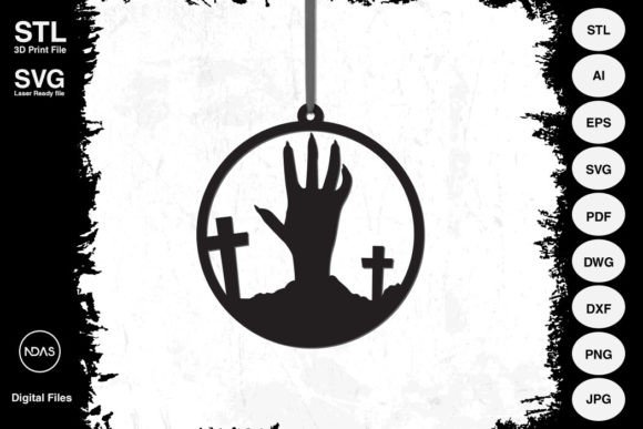 Spooky Elegance: The Hand on Graveyard Halloween Ornament