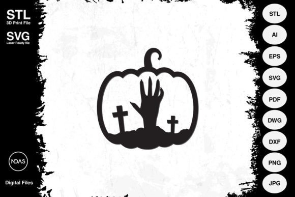 Spooky Hand on Graveyard Halloween Pumpkin Design