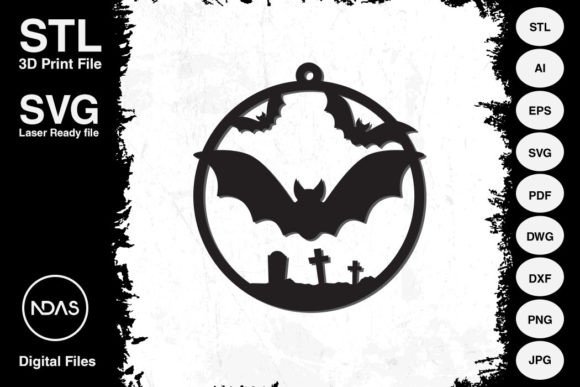 Spooky Style: Halloween Bat Decoration Ornament SVG & STL Files
