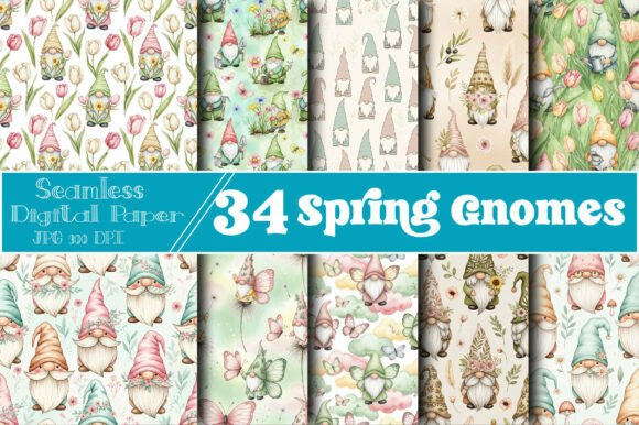 Spring Gnomes Seamless Patterns: Enchanting Designs for Every Project