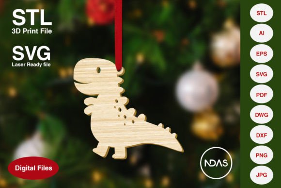 T-Rex Baby Dinosaur Christmas Ornament Design Files
