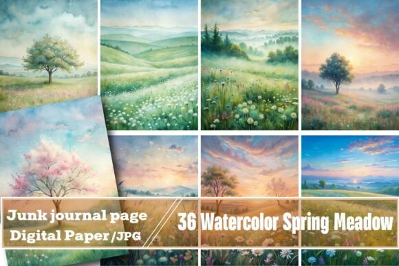 Watercolor Spring Meadow Junk Journal: A Creative Asset